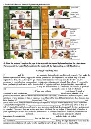 English Worksheet: Vitamins and Minerals (Healthy Food) 