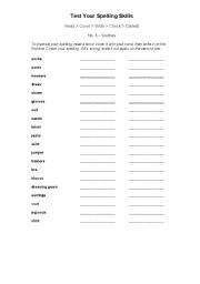 English worksheet: clothes