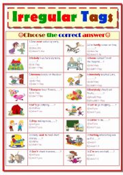 English Worksheet: Irregular Tags...