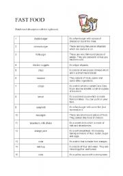 English Worksheet: fast food, vocabulary + key