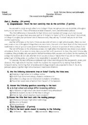 English Worksheet: High School or in College