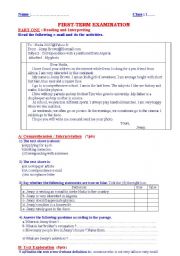 English Worksheet: an e-mail test