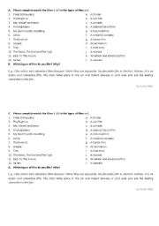 English Worksheet: types of films