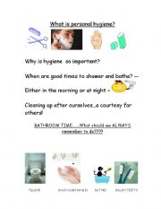 English Worksheet: personal hygene