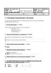 English Worksheet: Mid term test N2