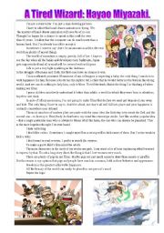 English Worksheet: Hayao Miyazakis Interviews (2 parts)