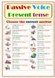 English Worksheet: Passive Voice .... Present tense ....