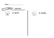 English worksheet: Draw a boy and a girl