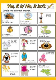 English Worksheet: Yes, it is/ No, it isn�t.