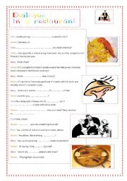 English Worksheet: dialogue in a restaurant