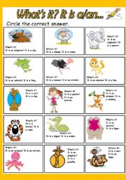English Worksheet: Whats it? It is a/an...