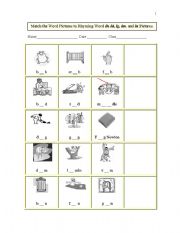 English worksheet: Short i Picture Cloze Rhymes Set 1