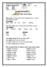 English Worksheet: Countable-Noncoountable Nouns