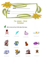 English worksheet: pets worksheet