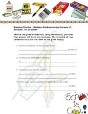 English Worksheet:  Grammar Practice  Sentence Synthesis using because of, because, as or due to 