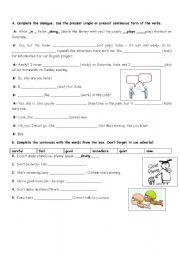 English Worksheet: present continuous