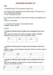 English Worksheet: pronunciation of the letters -ch
