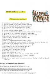English Worksheet: Review of 2011 and New Year poem