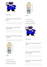 English Worksheet: Police officers questionning - Exercise on Past Continous tense