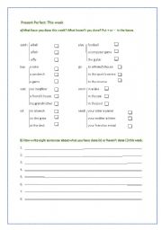 English worksheet: Present Perfect: This week