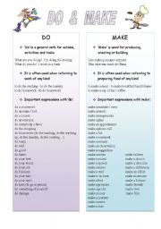 English Worksheet: Do & Make