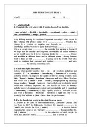 English Worksheet: 4th form mid-term test2