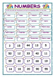 NUMBERS - Matching exercise