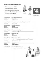 English Worksheet: Airport Conversation with international passports