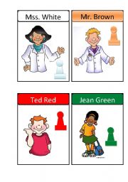 English Worksheet: CLUEDO CHARACTERS CARDS part3