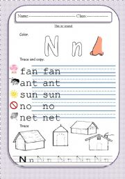 English Worksheet: The letter N
