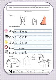 English worksheet: The letter N