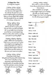 English Worksheet: A Happy New Year - Poem by M.Sangster (poetry visualisation)