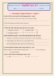 English Worksheet: English Test 