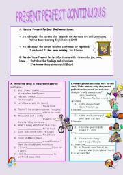 English Worksheet: present perfect continuous 