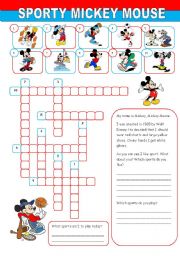 English Worksheet: Sporty Mickey Mouse