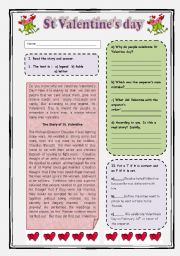 English Worksheet: St. Valentines day