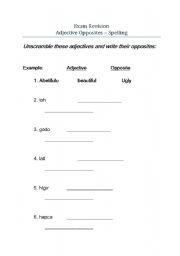 English Worksheet: Adjective Opposites