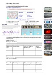 English Worksheet: Online activity: shopping in London