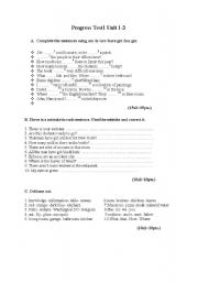 English Worksheet: progress test