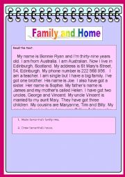 English Worksheet: family