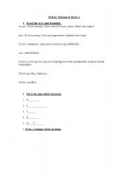 English worksheet: dialogue a the doctors