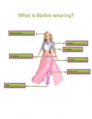 English Worksheet: What is Barbie wearing?