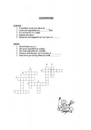 English worksheet: food crossword