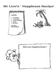 English Worksheet: The Happiness Recipe
