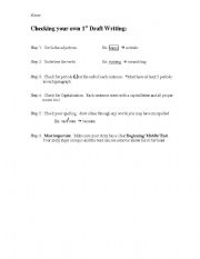 English Worksheet: Writing 1st Drafts
