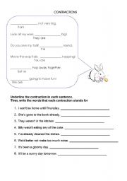 English Worksheet: Contractions and Possessives