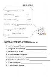 English worksheet: Contractions and Possessives