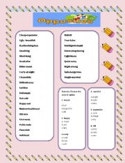 English Worksheet: ADJECTIVES OPPOSITES