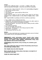English Worksheet: family topic with a situational role play