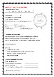 English Worksheet: Adele- Set fire to the rain